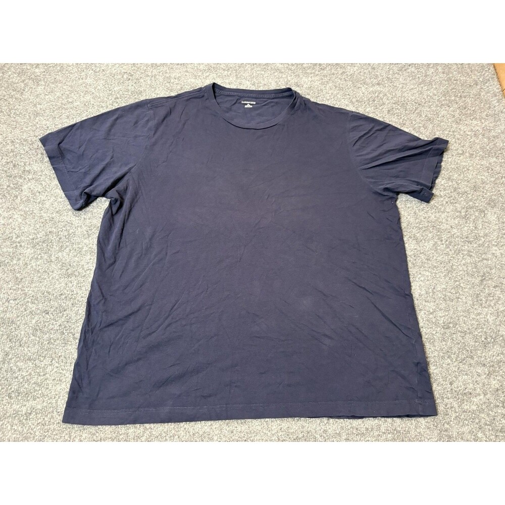 Lands' End Shirt Mens XL Blue Short Sleeve Crew Neck Tagless Cotton Tee Basic